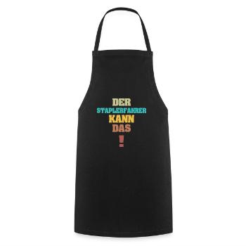 Funny Forklift Driver - Cooking Apron - black - Front - AI Model Male 185 dark (185cm)