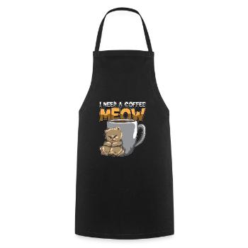 I Need A Coffee MEOW - Need Caffeine NOW - Kochschürze - Schwarz - Vorne - AI Model Male 185 dark (185cm)