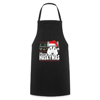 Joyeux Huskymas Sibérien Husky Noël - Tablier de cuisine - noir - Devant - AI Model Male 185 dark (185cm)