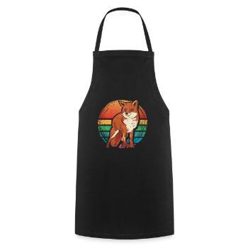 Retro Fox - Kochschürze - Schwarz - Vorne - AI Model Male 185 dark (185cm)