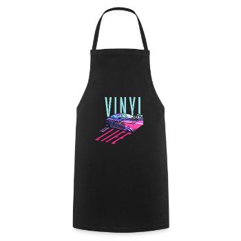 Vinyl is Life - Retro Vintage - Kochschürze - Schwarz - Vorne - AI Model Male 185 dark (185cm)