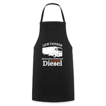 LKW Fahrer - Essen Fleisch Trinken Bier ... - Kochschürze - Schwarz - Vorne - AI Model Male 185 dark (185cm)