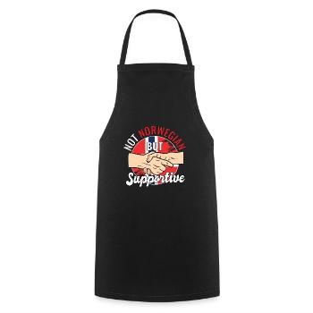 Not Norwegian But Supportive Country Traveler - Cooking Apron - black - Front - AI Model Male 185 dark (185cm)