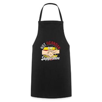 Not Ugandan But Supportive Country Traveler - Cooking Apron - black - Front - AI Model Male 185 dark (185cm)