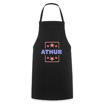 Cadeau pour Athur - Tablier de cuisine - noir - Devant - AI Model Male 185 dark (185cm)