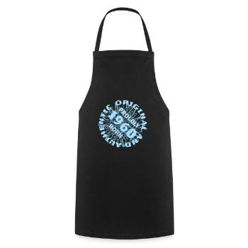 Année 1960 - Tablier de cuisine - noir - Devant - AI Model Male 185 dark (185cm)