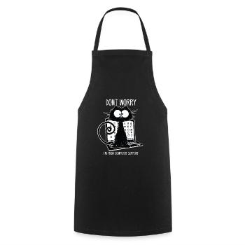 Schwarze Katze Lustiger Spruch Computer Support - Kochschürze - Schwarz - Vorne - AI Model Male 185 dark (185cm)