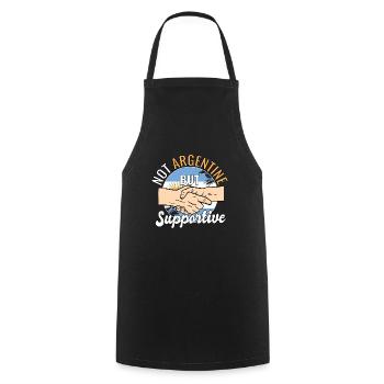 Pas argentin mais touriste voyageur solidaire - Tablier de cuisine - noir - Devant - AI Model Male 185 dark (185cm)