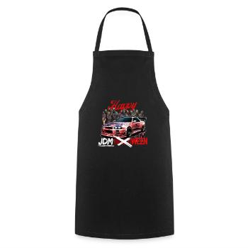 Jdm Halloween edition / Tuning Mechanic Costume - Cooking Apron - black - Front - AI Model Male 185 dark (185cm)