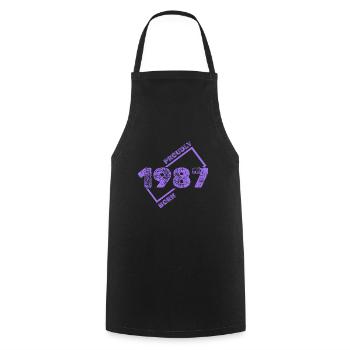 Idée cadeau 1987 - Tablier de cuisine - noir - Devant - AI Model Male 185 dark (185cm)