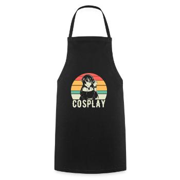 Cosplay Vintage Anime Cosplay - Cooking Apron - black - Front - AI Model Male 185 dark (185cm)