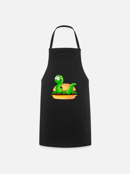Ver vert dans un hamburger - Tablier de cuisine - noir