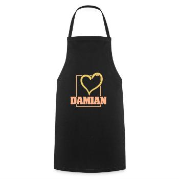 Heart of Damian - Cooking Apron - black - Front - AI Model Male 185 dark (185cm)