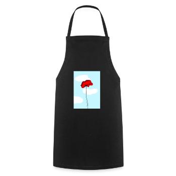 Poppy - flower - plant - drawing - Cooking Apron - black - Front - AI Model Male 185 dark (185cm)