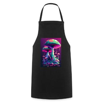 Champignon Neon Vaporwave Natural - Tablier de cuisine - noir - Devant - AI Model Male 185 dark (185cm)