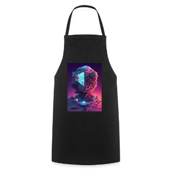 Voxel Vaporwave Neon Futuristisch Fantasie Gaming - Kochschürze - Schwarz - Vorne - AI Model Male 185 dark (185cm)