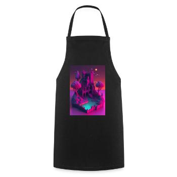 Voxel Vaporwave Neon Futuristisch Fantasie Gaming - Kochschürze - Schwarz - Vorne - AI Model Male 185 dark (185cm)