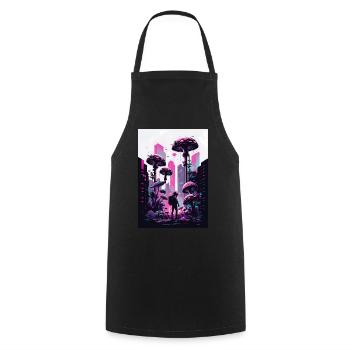 Pilz Neon Vaporwave Natur Technocrat Hacker Techie - Kochschürze - Schwarz - Vorne - AI Model Male 185 dark (185cm)