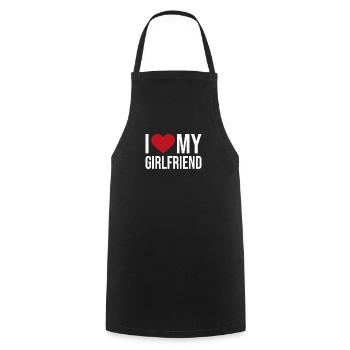 i Love My Girlfriend - Cooking Apron - black - Front - AI Model Male 185 dark (185cm)