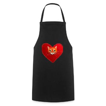 Katzenherz Valentinstag Katzenliebhaber Geschenk - Kochschürze - Schwarz - Vorne - AI Model Male 185 dark (185cm)