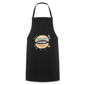 Backen im Urlaub Team - Kochschürze - Schwarz - Vorne - AI Model Male 185 dark (185cm)