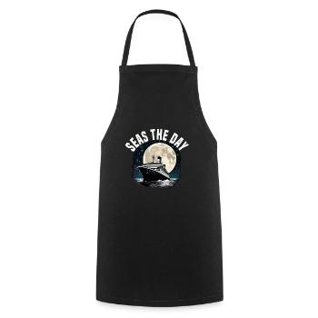 Seas The Day Cruise Ship Vacation Group Matching - Cooking Apron - black - Front - AI Model Male 185 dark (185cm)