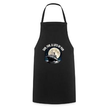 Sun Fun And Lots Of Pun Cruise Ship Vacation - Cooking Apron - black - Front - AI Model Male 185 dark (185cm)
