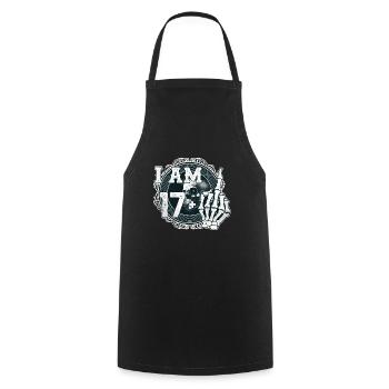 I'm 17 plus 1 middle finger Skull funny 18th - Cooking Apron - black - Front - AI Model Male 185 dark (185cm)