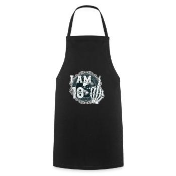 I'm 18 plus 1 middle finger Skull funny 19th - Cooking Apron - black - Front - AI Model Male 185 dark (185cm)