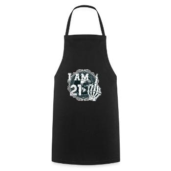 I'm 21 plus 1 middle finger Skull funny 22nd - Cooking Apron - black - Front - AI Model Male 185 dark (185cm)