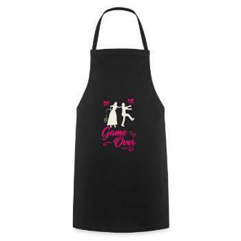 Wedding, couple, love, gift - Cooking Apron - black - Front - AI Model Male 185 dark (185cm)