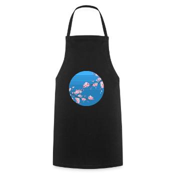 Cherry Blossom Japanese Tree Sakura Retro - Cooking Apron - black - Front - AI Model Male 185 dark (185cm)
