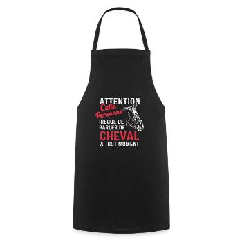 Cette Personne Risque Parler De Cheval Tout Moment - Tablier de cuisine - noir - Devant - AI Model Male 185 dark (185cm)