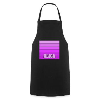 Mädchenname Alica - Kochschürze - Schwarz - Vorne - AI Model Male 185 dark (185cm)