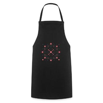 Elegantes rotes Schneeflocken-Abzeichen-Design - Kochschürze - Schwarz - Vorne - AI Model Male 185 dark (185cm)