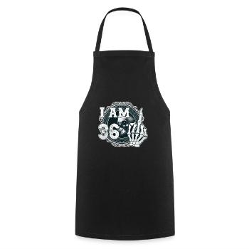 I'm 36 plus 1 middle finger Skull funny 37th - Cooking Apron - black - Front - AI Model Male 185 dark (185cm)