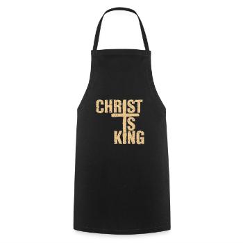 Le Christ est roi Foi chrétienne Religieux - Tablier de cuisine - noir - Devant - AI Model Male 185 dark (185cm)