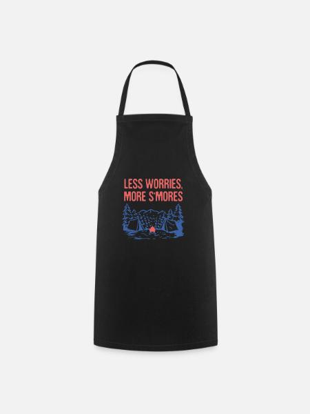Less Worries More S'mores Camping Foodie Camper - Kochschürze - Schwarz