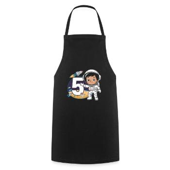 5th Birthday Astronaut Space Adventure for Boys - Cooking Apron - black - Front - AI Model Male 185 dark (185cm)