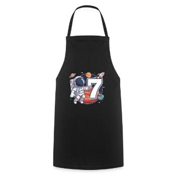 7th Birthday Astronaut Space Adventure for Boys - Cooking Apron - black - Front - AI Model Male 185 dark (185cm)