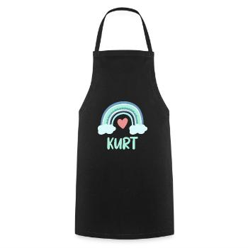 Kurt Name Rainbow Baby - Cooking Apron - black - Front - AI Model Male 185 dark (185cm)