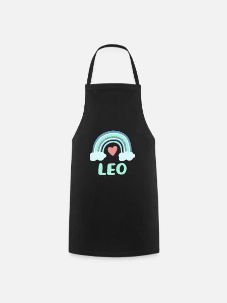 Leo Name Regenbogen Baby - Kochschürze - Schwarz