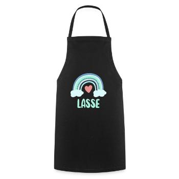 Lasse Name Regenbogen Baby - Kochschürze - Schwarz - Vorne - AI Model Male 185 dark (185cm)