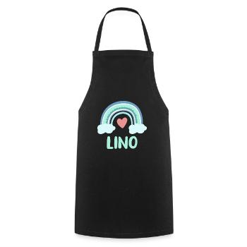 Lino Name Regenbogen Baby - Kochschürze - Schwarz - Vorne - AI Model Male 185 dark (185cm)