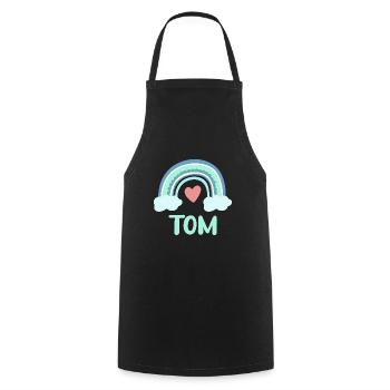 Tom Name Rainbow Baby - Cooking Apron - black - Front - AI Model Male 185 dark (185cm)