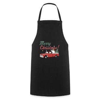 Merry Christmas Saint Bernard Dog Vintage Red - Cooking Apron - black - Front - AI Model Male 185 dark (185cm)