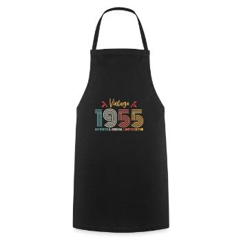Birthday 1955 Birthday Born in 1955 Retro - Cooking Apron - black - Front - AI Model Male 185 dark (185cm)