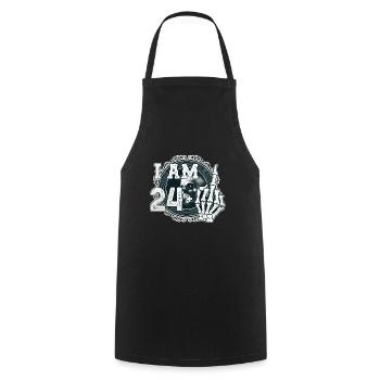 I'm 24 plus 1 middle finger Skull funny 25th - Cooking Apron - black - Front - AI Model Male 185 dark (185cm)