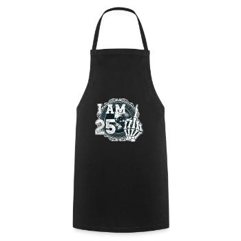 I'm 25 plus 1 middle finger Skull funny 26th - Cooking Apron - black - Front - AI Model Male 185 dark (185cm)