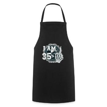 I'm 35 plus 1 middle finger Skull funny 36th - Cooking Apron - black - Front - AI Model Male 185 dark (185cm)